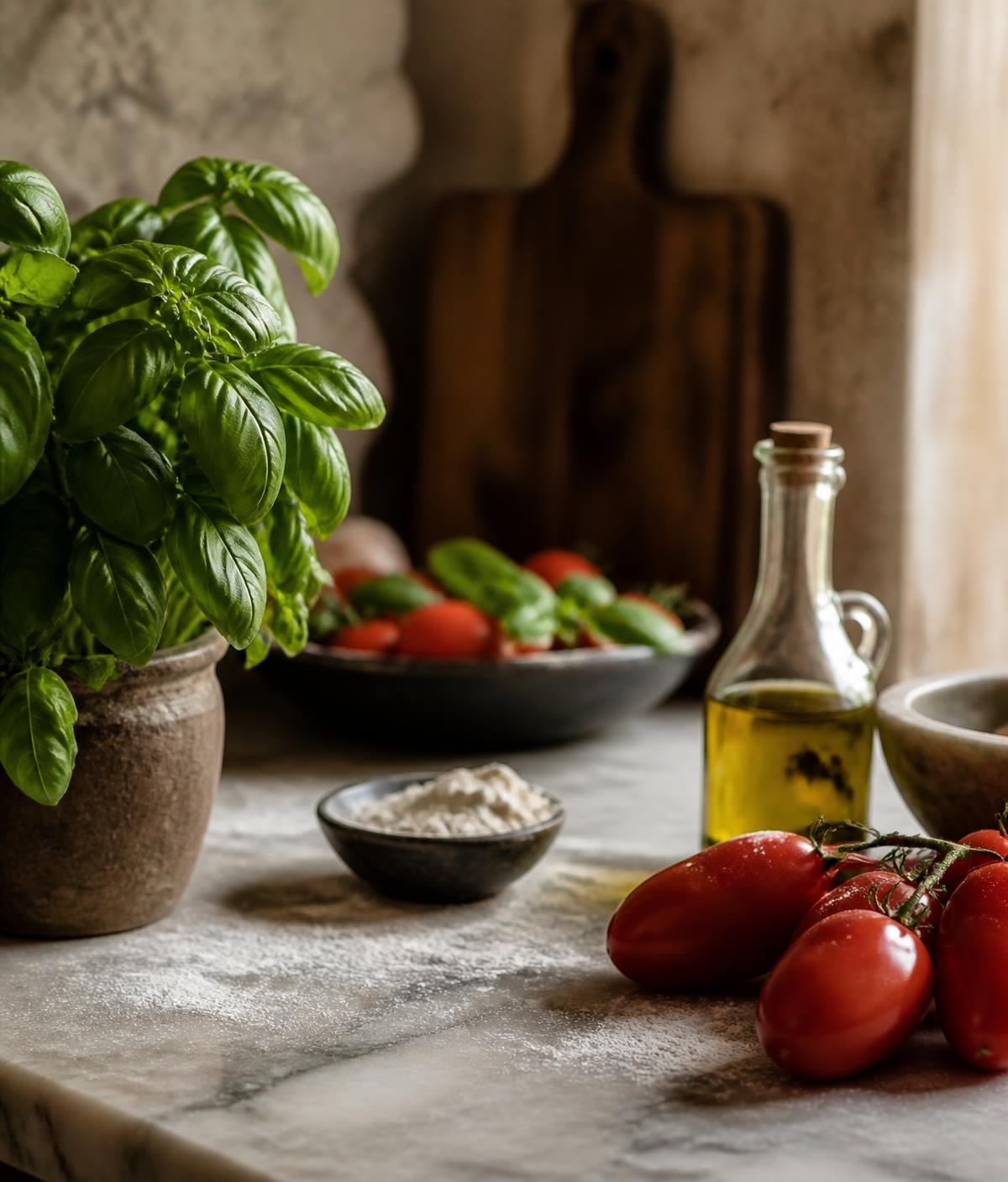 Frische Zutaten in der Küche der Pizzeria Valentino